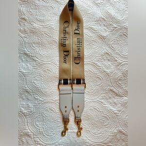 Christian Dior Adjustable Embroidered Strap - Gray/Beige